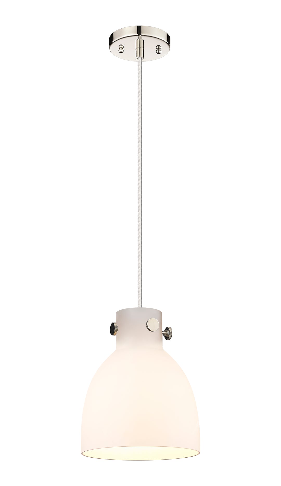 Innovations Lighting Newton Bell 8" Pendant - Polished Nickel Pendants Innovations Lighting White ; Glass Type: Frosted  