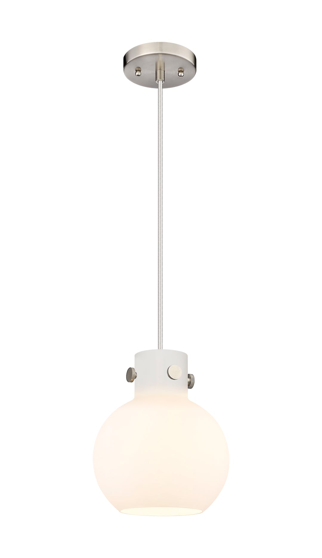 Innovations Lighting Newton Sphere 8" Mini Pendant - Brushed Satin Nickel Mini-Pendants Innovations Lighting White ; Glass Type: Frosted  