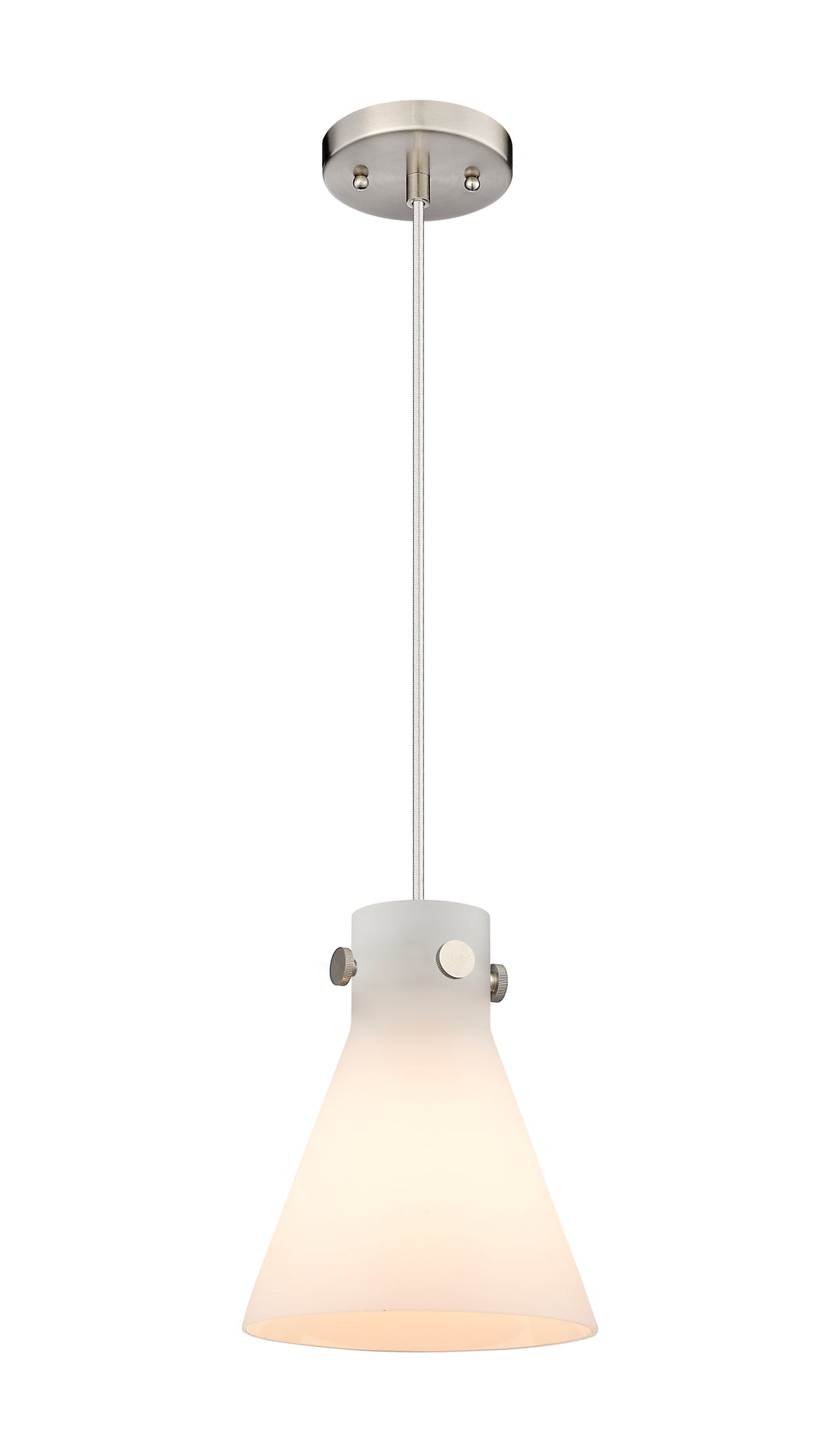 Innovations Lighting Newton Cone 8" Pendant - Brushed Satin Nickel Pendants Innovations Lighting White ; Glass Type: Frosted  