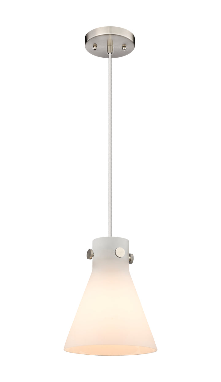 Innovations Lighting Newton Cone 8" Pendant - Brushed Satin Nickel Pendants Innovations Lighting White ; Glass Type: Frosted  