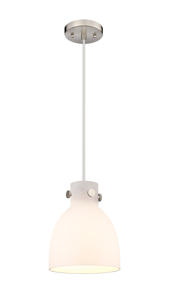 Innovations Lighting Newton Bell 8" Pendant - Brushed Satin Nickel Pendants Innovations Lighting White ; Glass Type: Frosted  