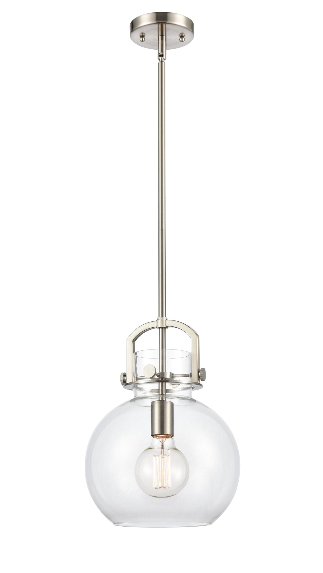 Innovations Lighting Newton Sphere 8" Mini Pendant - Brushed Satin Nickel Mini-Pendants Innovations Lighting Clear ; Glass Type: Transparent  