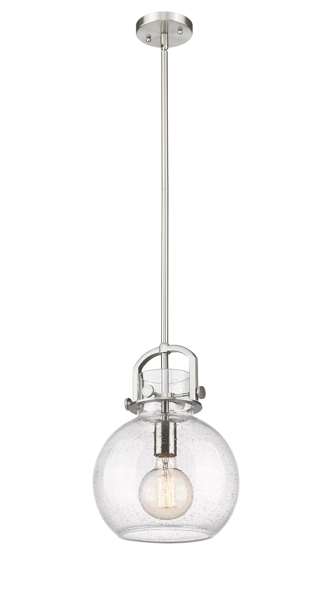 Innovations Lighting Newton Sphere 8" Mini Pendant - Brushed Satin Nickel Mini-Pendants Innovations Lighting Seedy ; Glass Type: Seedy  