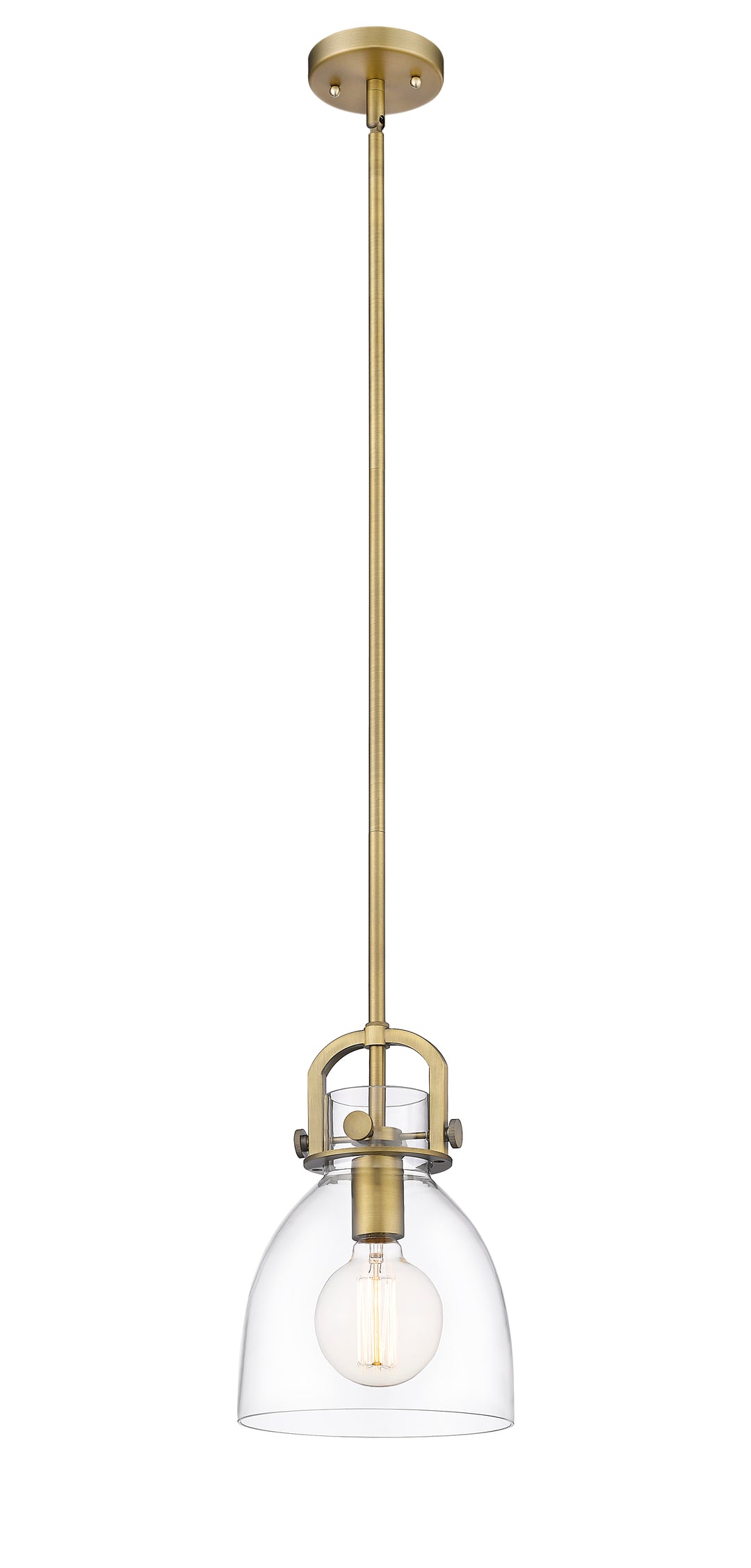 Innovations Lighting Newton Bell 8" Mini Pendant - Brushed Brass Mini-Pendants Innovations Lighting   