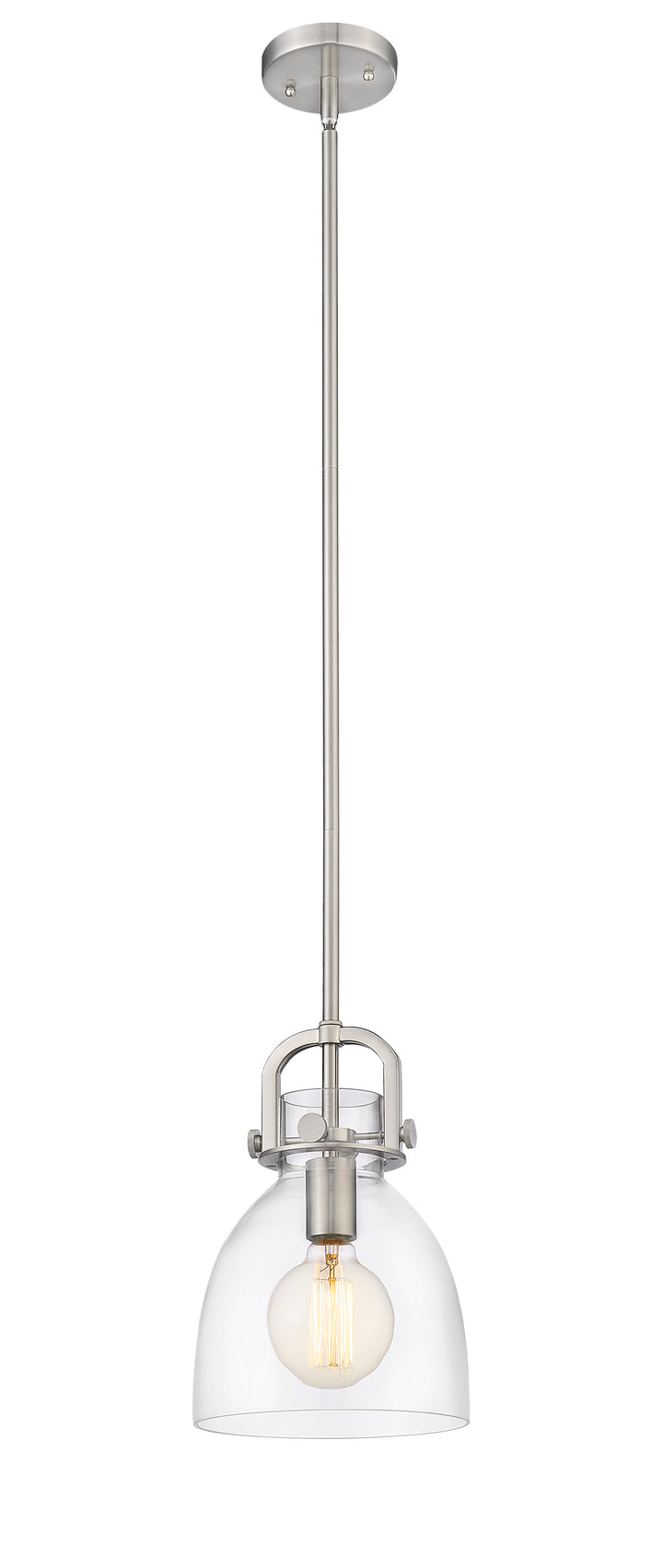 Innovations Lighting Newton Bell 8" Mini Pendant - Satin Nickel Mini-Pendants Innovations Lighting   