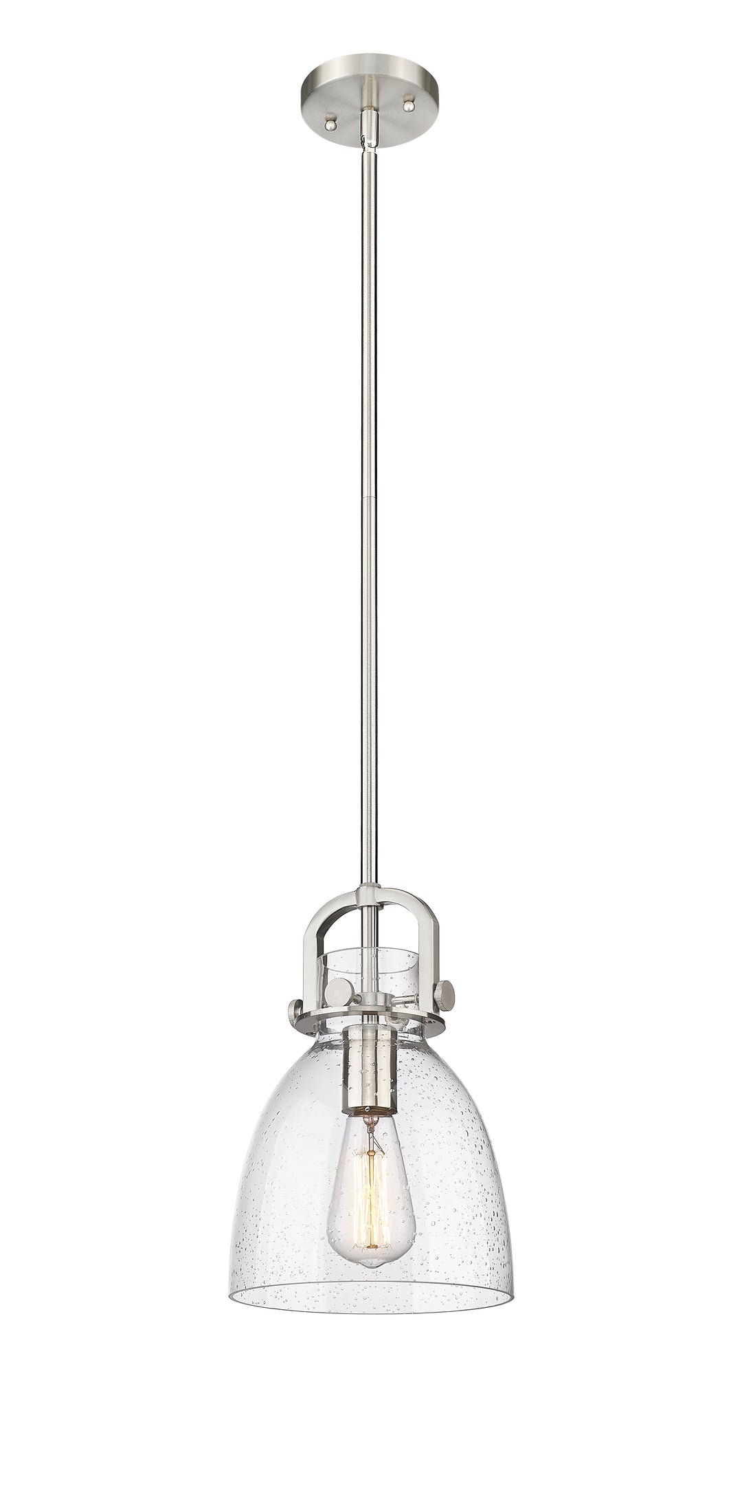 Innovations Lighting Newton Bell 8" Mini Pendant - Satin Nickel Mini-Pendants Innovations Lighting   