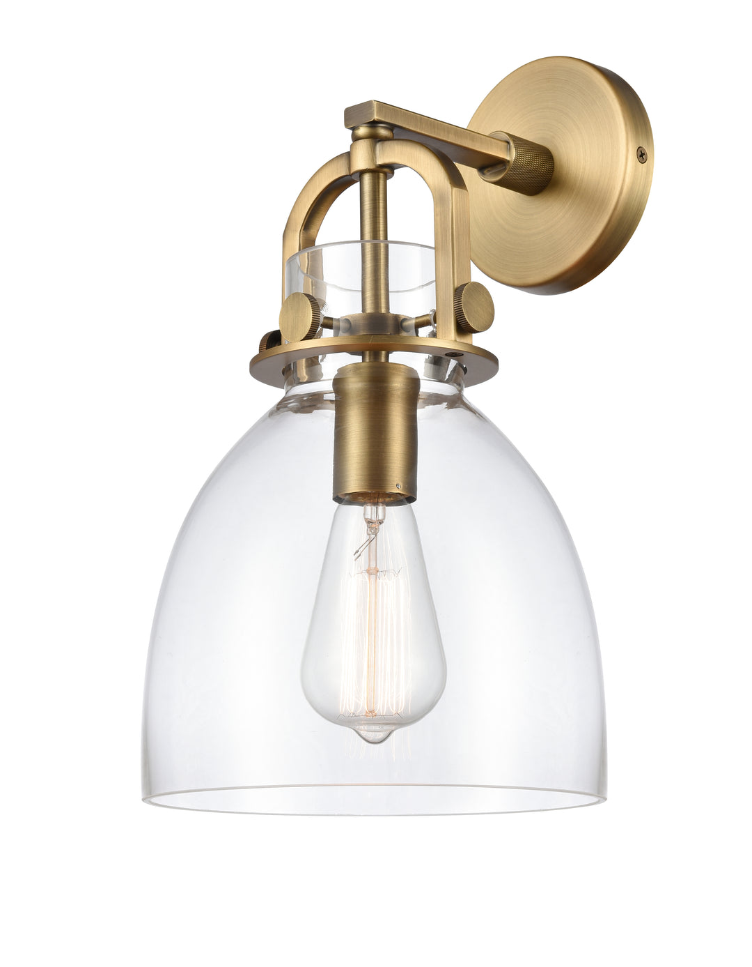 Innovations Lighting Newton Bell 8" Sconce - Brushed Brass Wall Sconces Innovations Lighting Clear ; Glass Type: Clear  