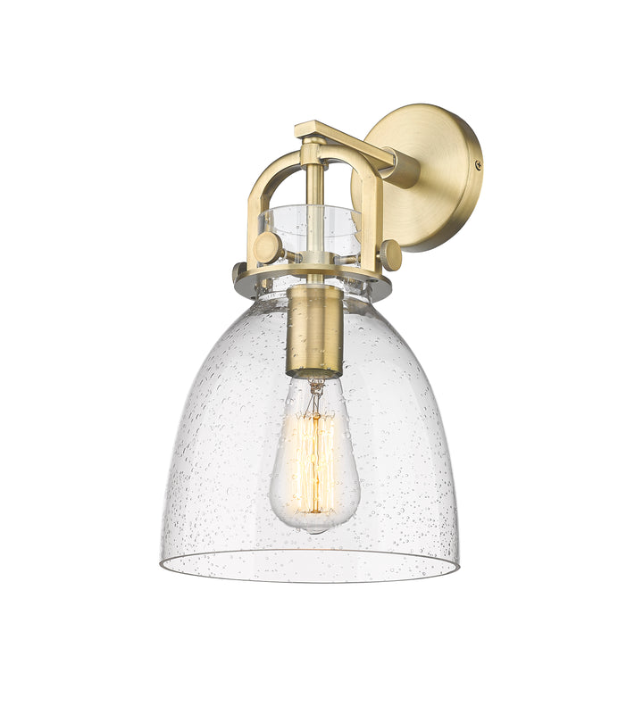 Innovations Lighting Newton Bell 8" Sconce - Brushed Brass Wall Sconces Innovations Lighting Seedy ; Glass Type: Seeded  