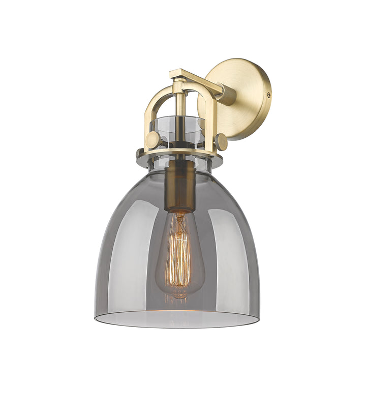 Innovations Lighting Newton Bell 8" Sconce - Brushed Brass Wall Sconces Innovations Lighting Light Smoke ; Glass Type: Smoked  