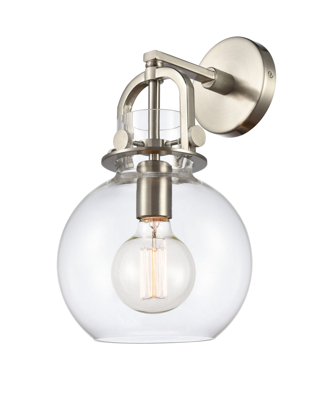 Innovations Lighting Newton Sphere 8" Sconce - Satin Nickel Wall Sconces Innovations Lighting   