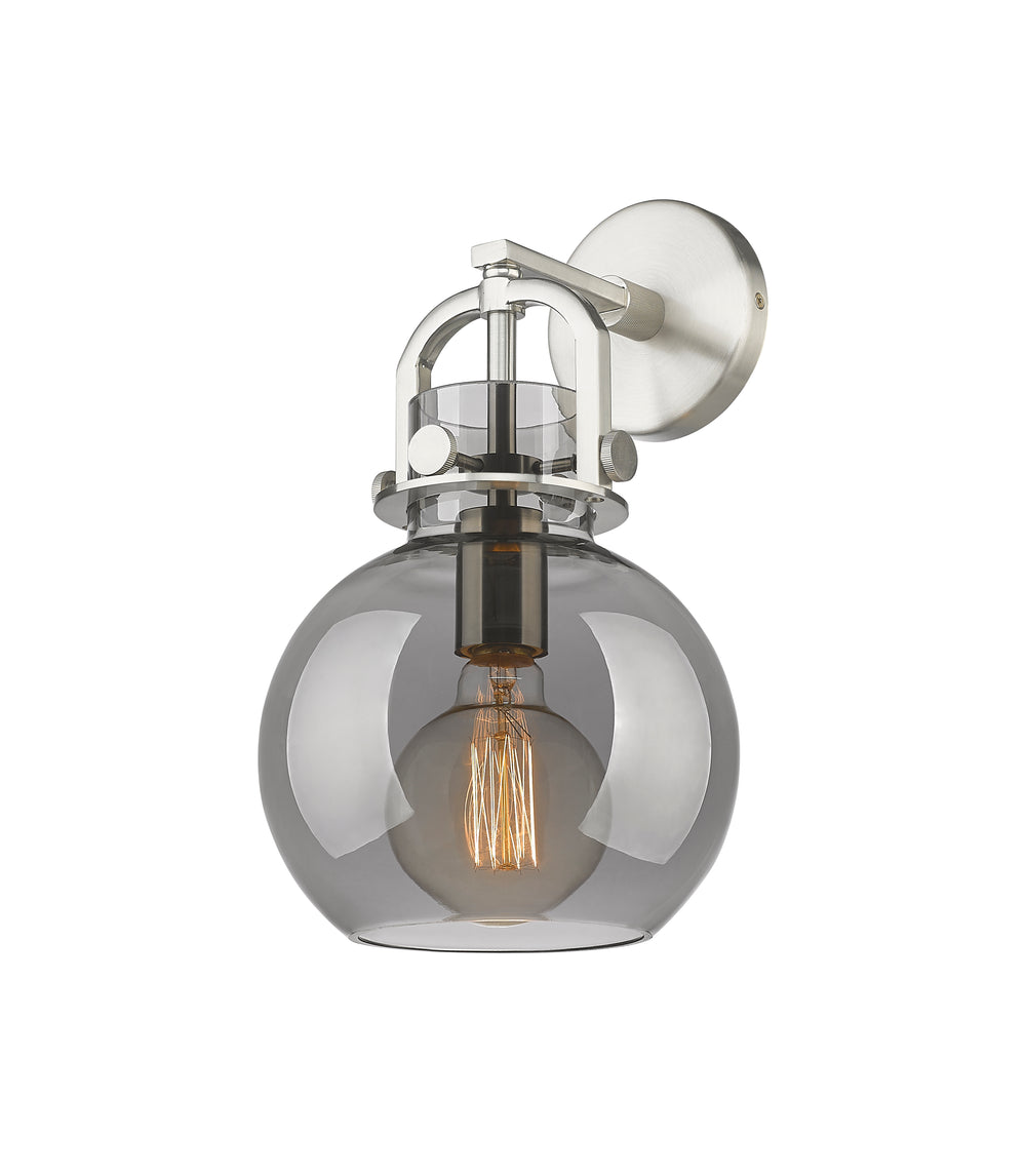 Innovations Lighting Newton Sphere 8" Sconce - Brushed Satin Nickel Wall Sconces Innovations Lighting Light Smoke ; Glass Type: Smoked  