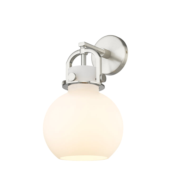 Innovations Lighting Newton Sphere 8" Sconce - Brushed Satin Nickel Wall Sconces Innovations Lighting White ; Glass Type: Frosted  