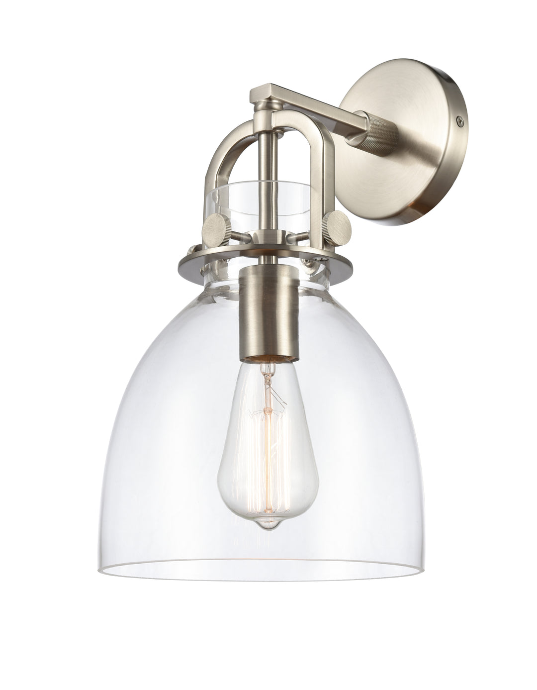 Innovations Lighting Newton Bell 8" Sconce - Satin Nickel Wall Sconces Innovations Lighting   