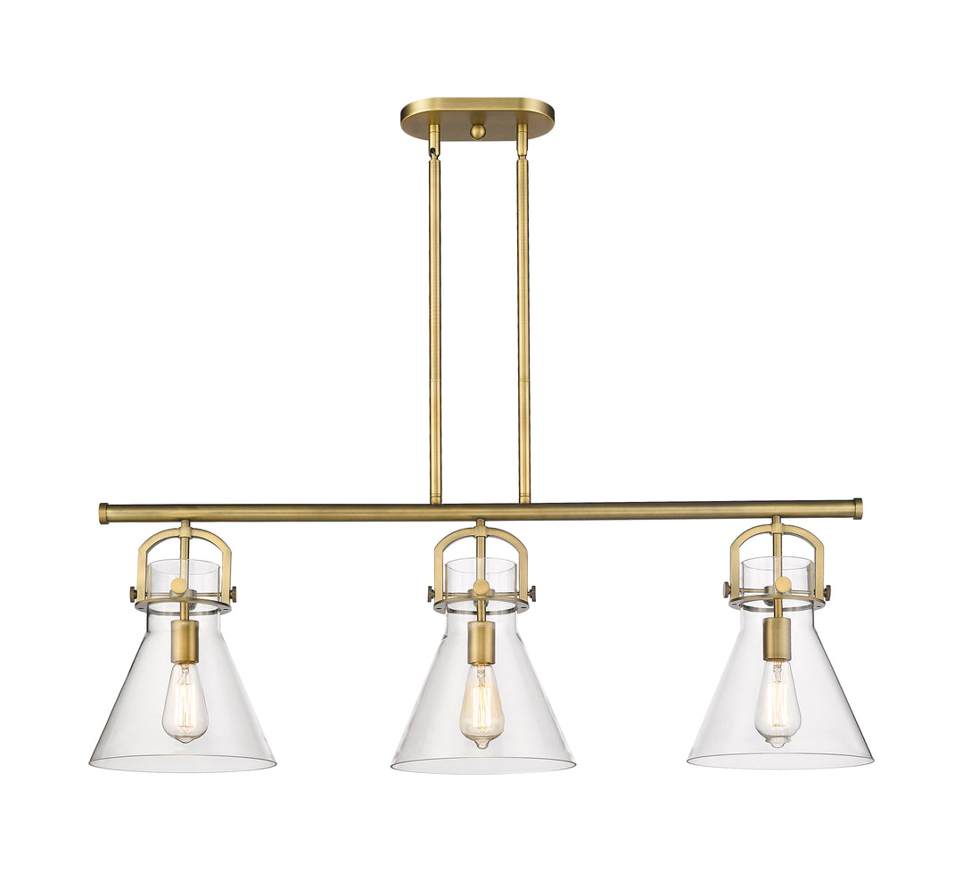 Innovations Lighting Newton Cone 7" Island Light - Brushed Brass Linear Chandeliers Innovations Lighting   