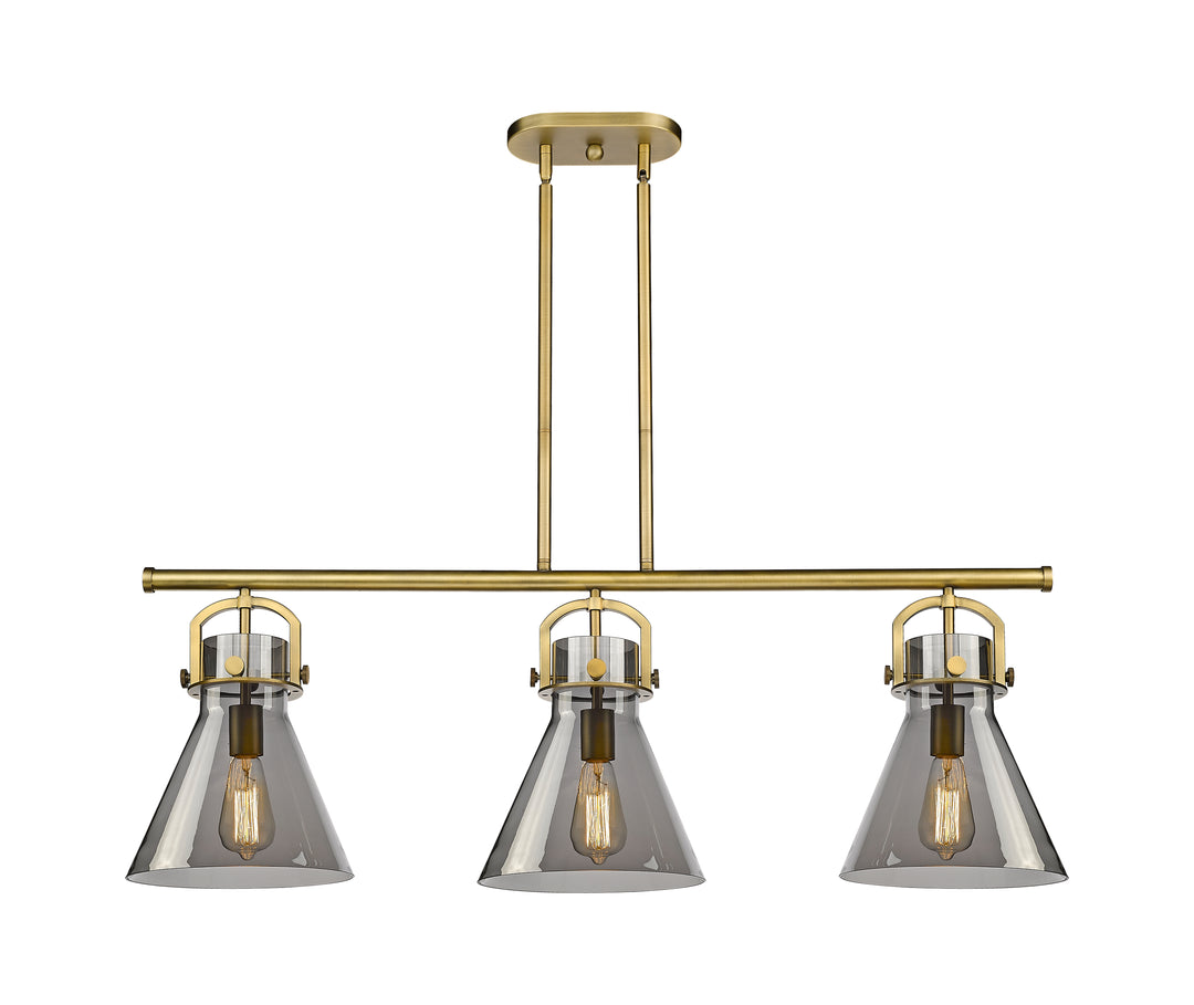 Innovations Lighting Newton Cone 7" Island Light - Brushed Brass Linear Chandeliers Innovations Lighting   