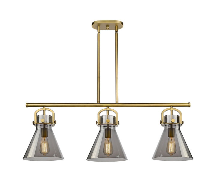 Innovations Lighting Newton Cone 7" Island Light - Brushed Brass Linear Chandeliers Innovations Lighting   