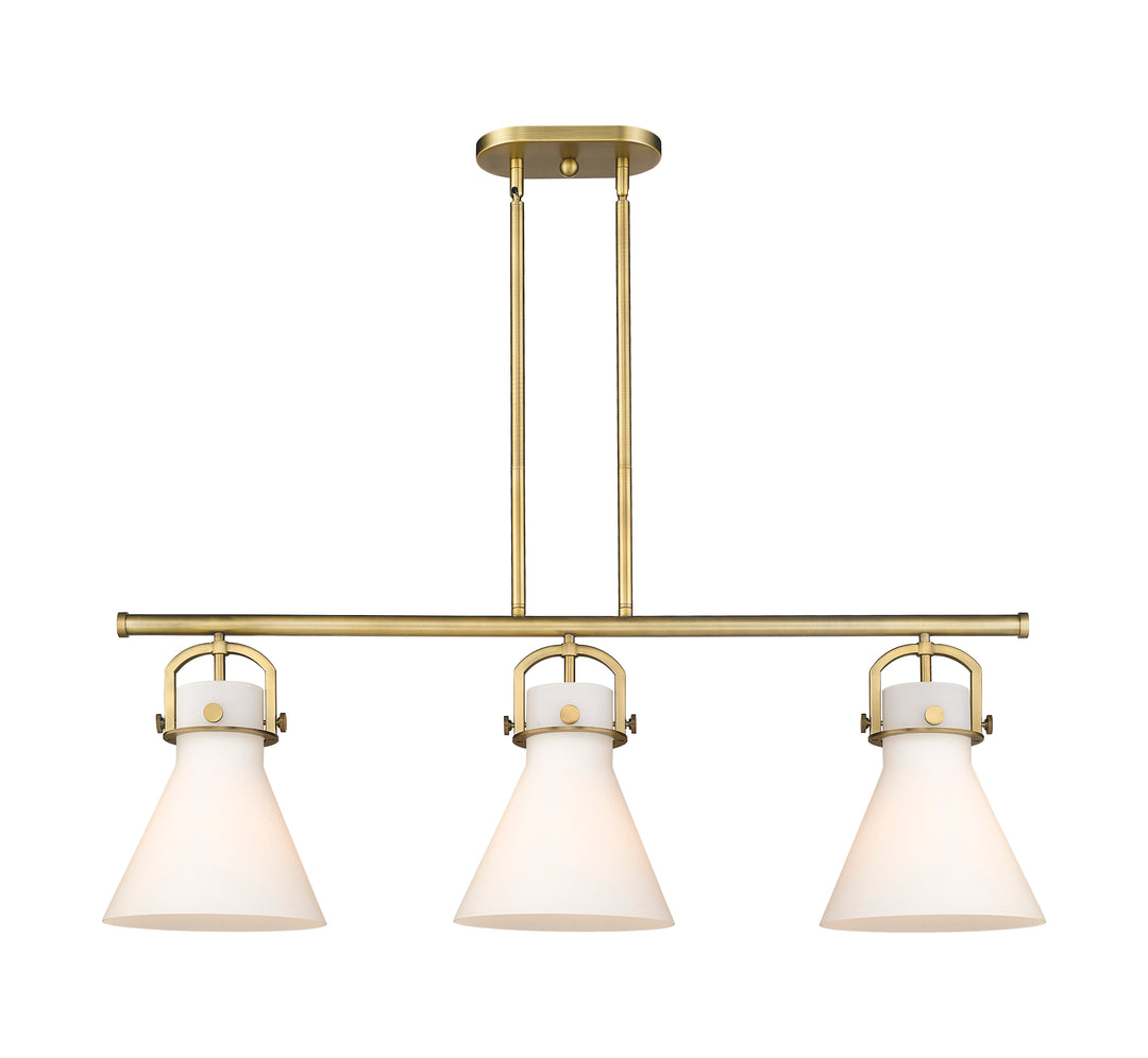 Innovations Lighting Newton Cone 7" Island Light - Brushed Brass Linear Chandeliers Innovations Lighting   