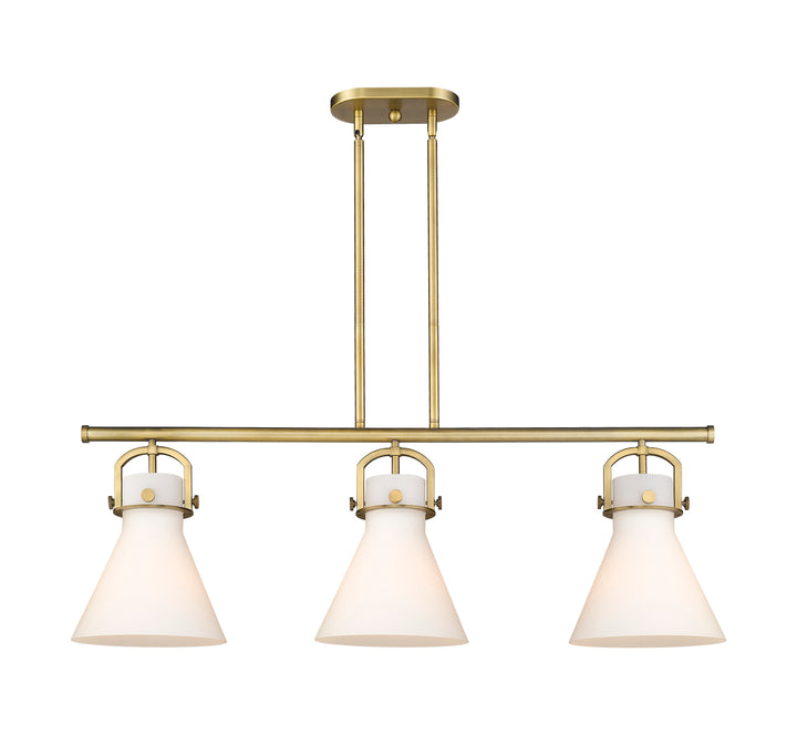 Innovations Lighting Newton Cone 7" Island Light - Brushed Brass Linear Chandeliers Innovations Lighting   