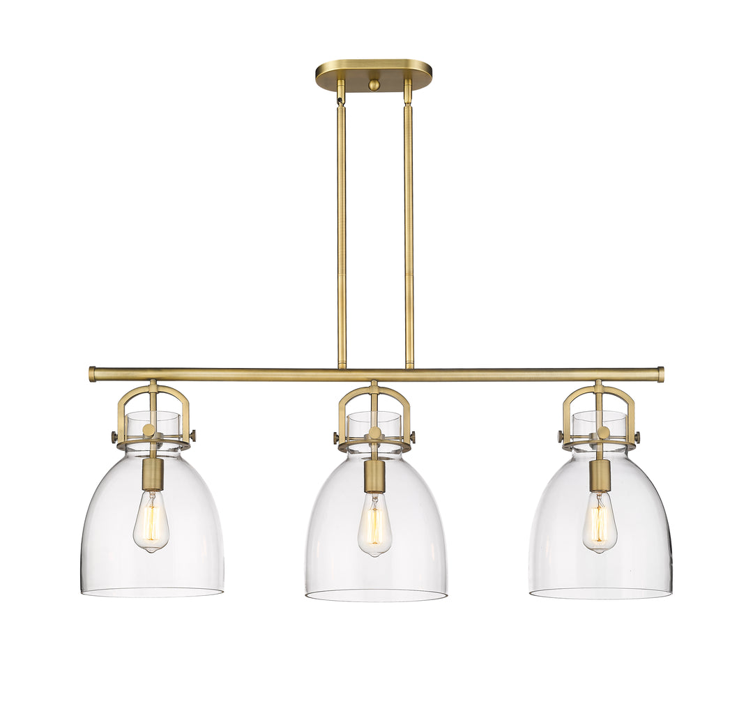 Innovations Lighting Newton Bell 7" Island Light - Brushed Brass Linear Chandeliers Innovations Lighting   