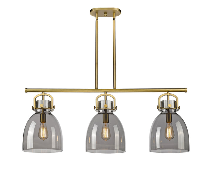 Innovations Lighting Newton Bell 7" Island Light - Brushed Brass Linear Chandeliers Innovations Lighting   