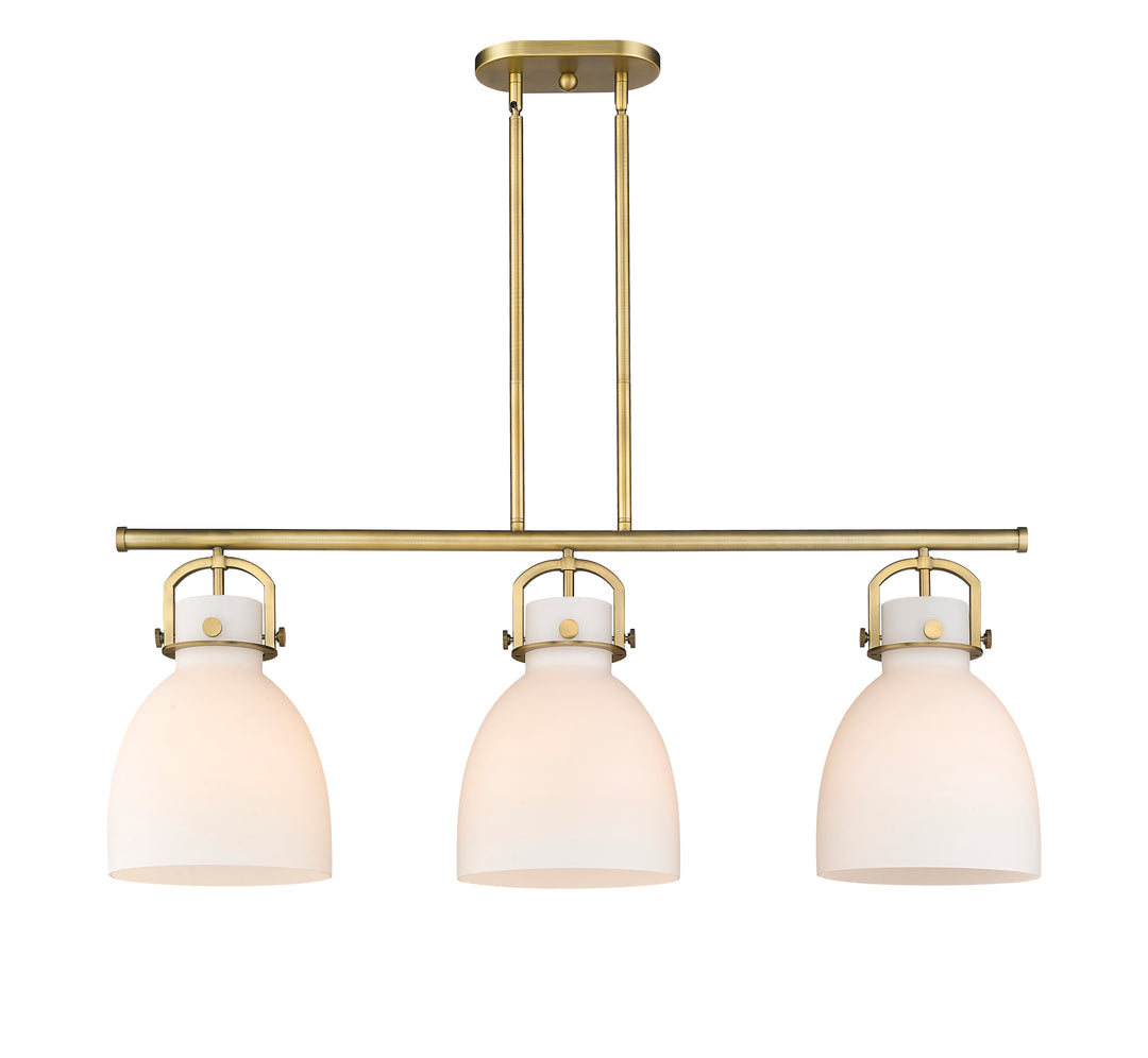 Innovations Lighting Newton Bell 7" Island Light - Brushed Brass Linear Chandeliers Innovations Lighting   