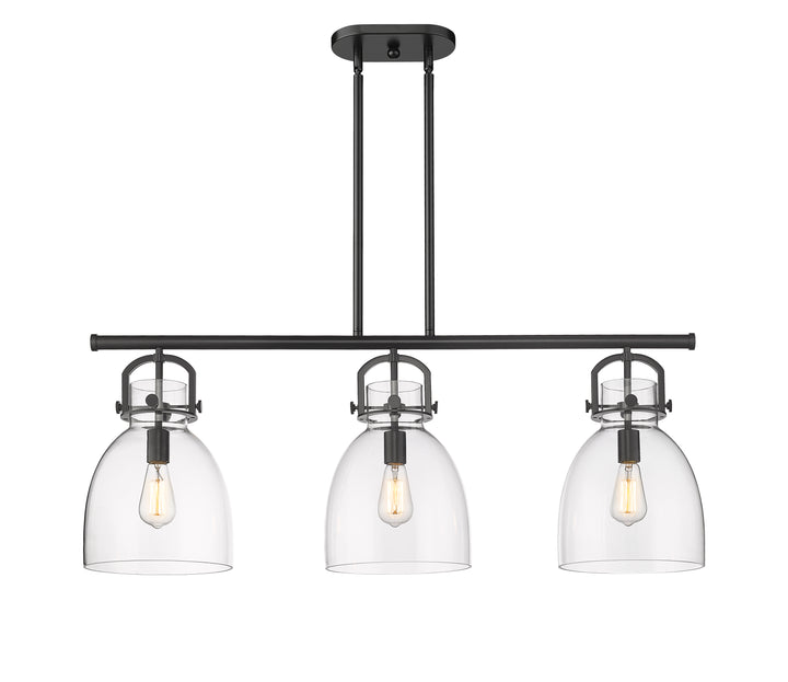 Innovations Lighting Newton Bell 7" Island Light - Matte Black Linear Chandeliers Innovations Lighting   