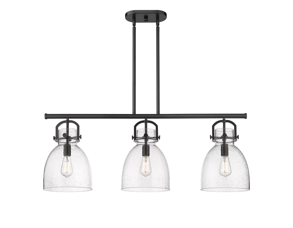 Innovations Lighting Newton Bell 7" Island Light - Matte Black Linear Chandeliers Innovations Lighting   