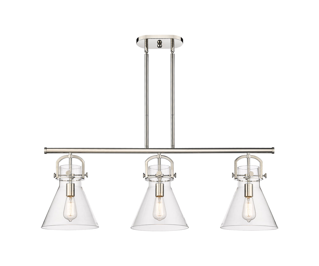 Innovations Lighting Newton Cone 7" Island Light - Polished Nickel Linear Chandeliers Innovations Lighting   