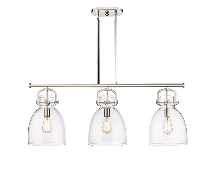 Innovations Lighting Newton Bell 7" Island Light - Polished Nickel Linear Chandeliers Innovations Lighting   