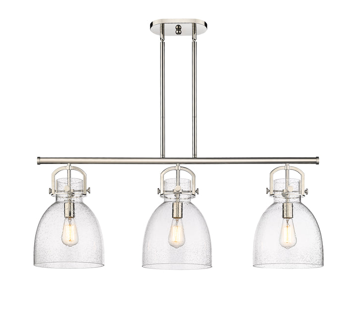 Innovations Lighting Newton Bell 7" Island Light - Polished Nickel Linear Chandeliers Innovations Lighting   