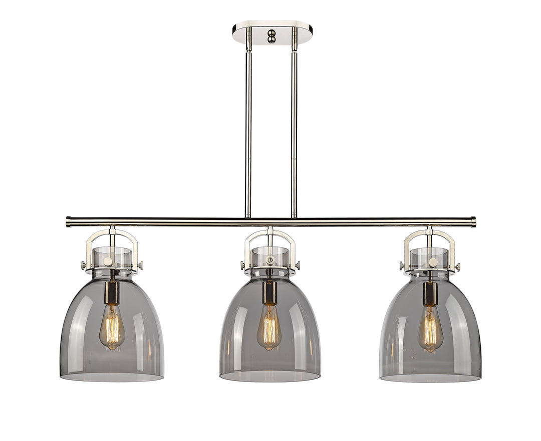 Innovations Lighting Newton Bell 7" Island Light - Polished Nickel Linear Chandeliers Innovations Lighting   