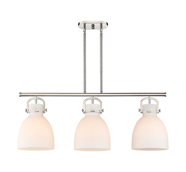 Innovations Lighting Newton Bell 7" Island Light - Polished Nickel Linear Chandeliers Innovations Lighting   