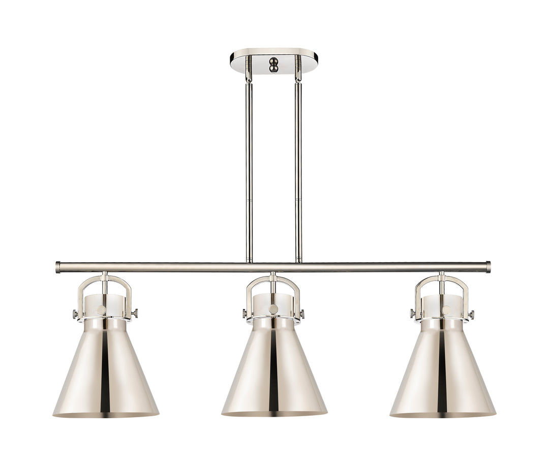 Innovations Lighting Newton Cone 10" Island Light - Polished Nickel Linear Chandeliers Innovations Lighting   