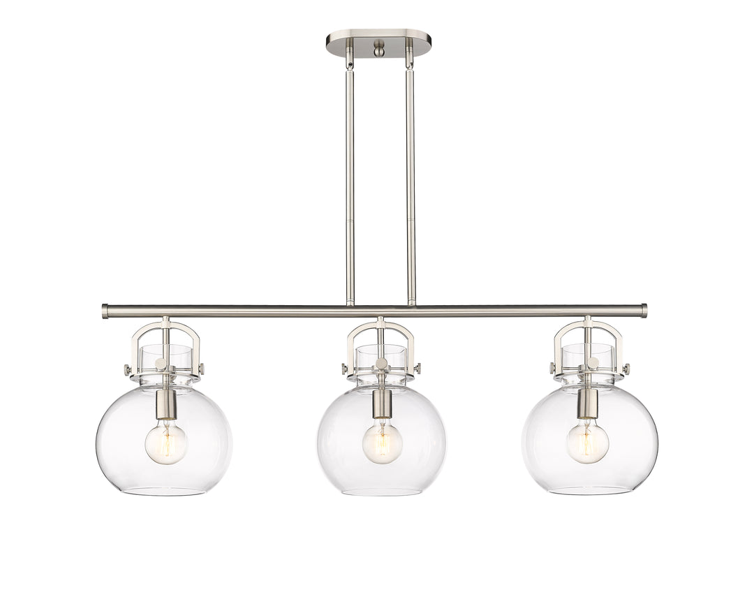 Innovations Lighting Newton Sphere 7" Island Light - Satin Nickel Linear Chandeliers Innovations Lighting   