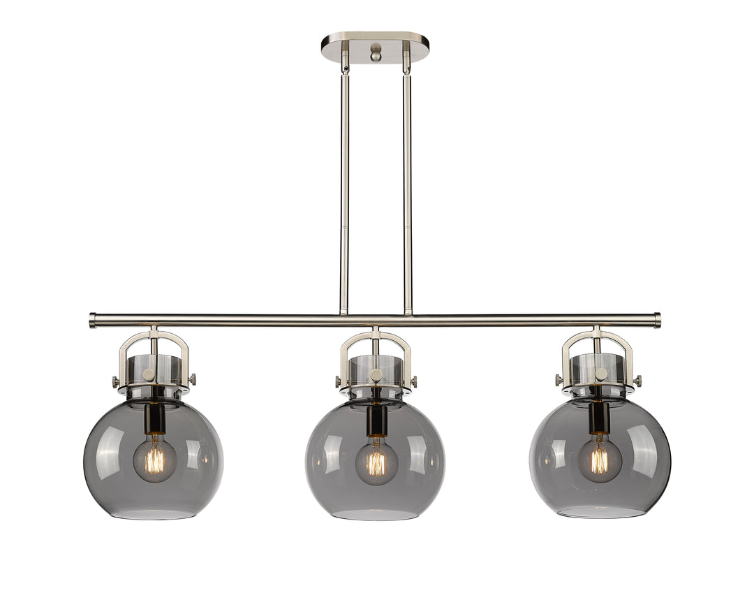 Innovations Lighting Newton Sphere 7" Island Light - Satin Nickel Linear Chandeliers Innovations Lighting   