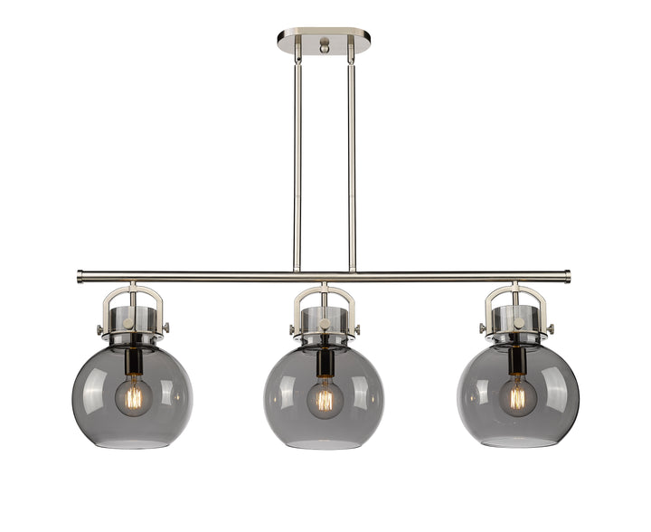 Innovations Lighting Newton Sphere 7" Island Light - Satin Nickel Linear Chandeliers Innovations Lighting   