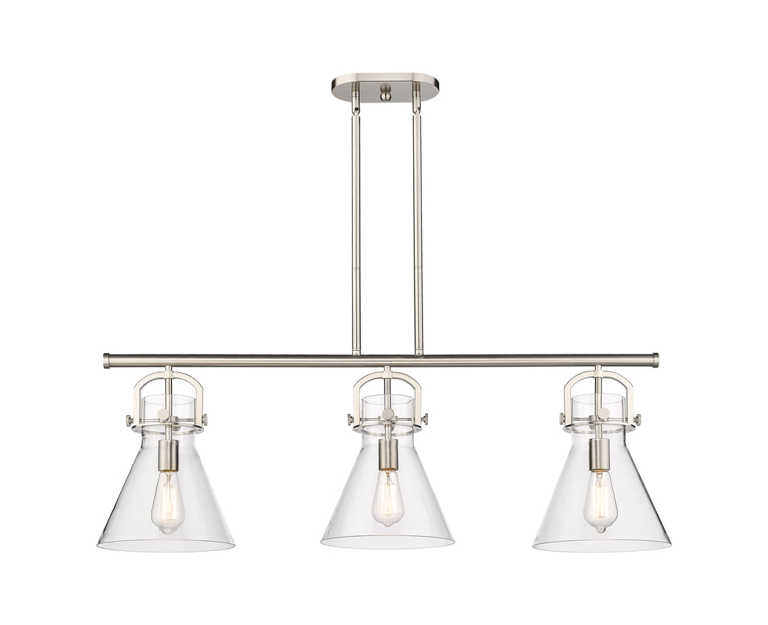 Innovations Lighting Newton Cone 7" Island Light - Satin Nickel Linear Chandeliers Innovations Lighting   