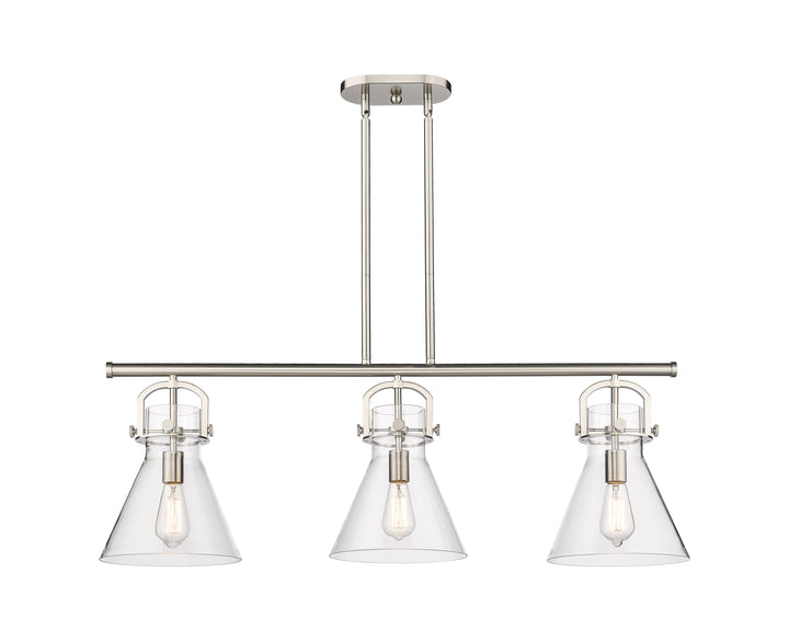 Innovations Lighting Newton Cone 7" Island Light - Satin Nickel Linear Chandeliers Innovations Lighting   