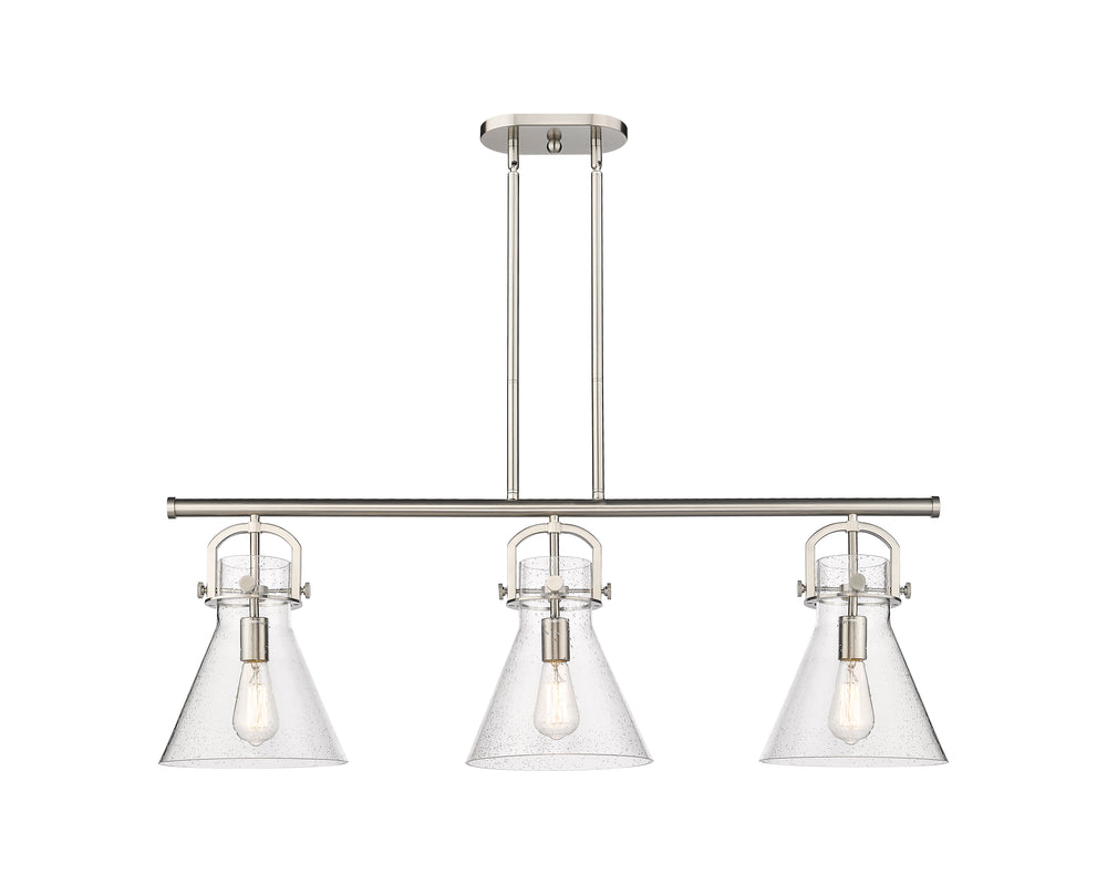 Innovations Lighting Newton Cone 7" Island Light - Satin Nickel Linear Chandeliers Innovations Lighting   