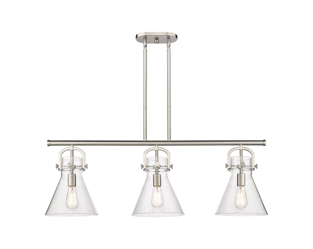 Innovations Lighting Newton Cone 7" Island Light - Satin Nickel Linear Chandeliers Innovations Lighting   