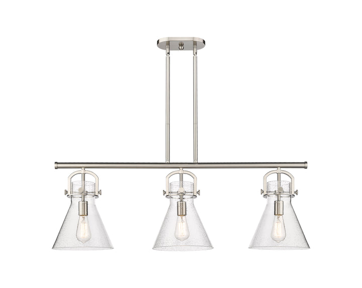 Innovations Lighting Newton Cone 7" Island Light - Satin Nickel Linear Chandeliers Innovations Lighting   