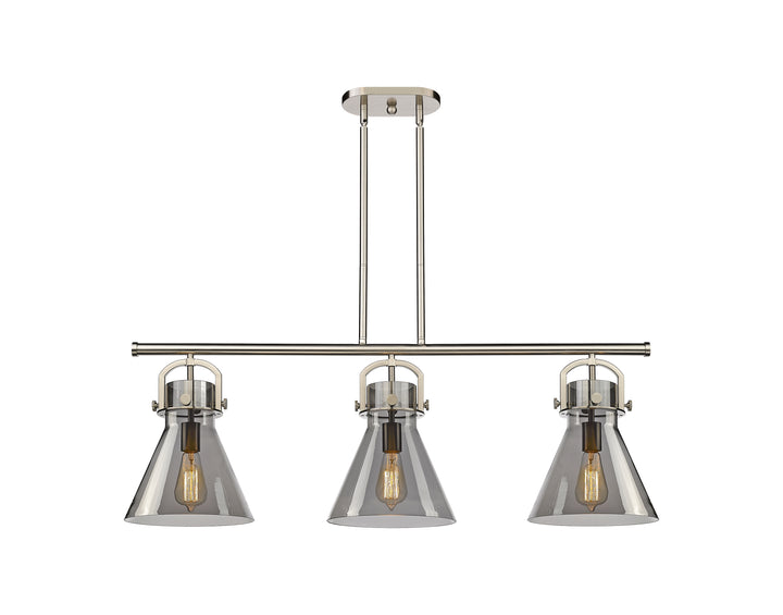 Innovations Lighting Newton Cone 7" Island Light - Satin Nickel Linear Chandeliers Innovations Lighting   