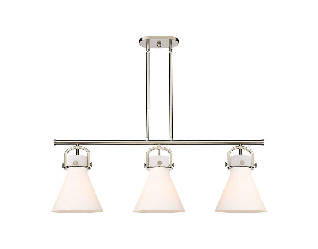 Innovations Lighting Newton Cone 7" Island Light - Satin Nickel Linear Chandeliers Innovations Lighting   