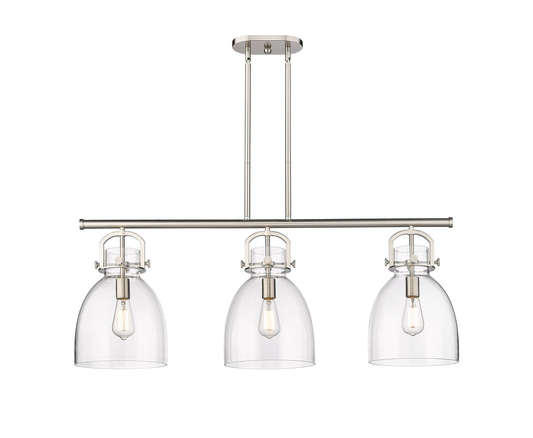 Innovations Lighting Newton Bell 7" Island Light - Satin Nickel Linear Chandeliers Innovations Lighting   