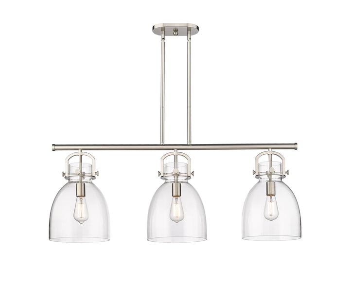 Innovations Lighting Newton Bell 7" Island Light - Satin Nickel Linear Chandeliers Innovations Lighting   