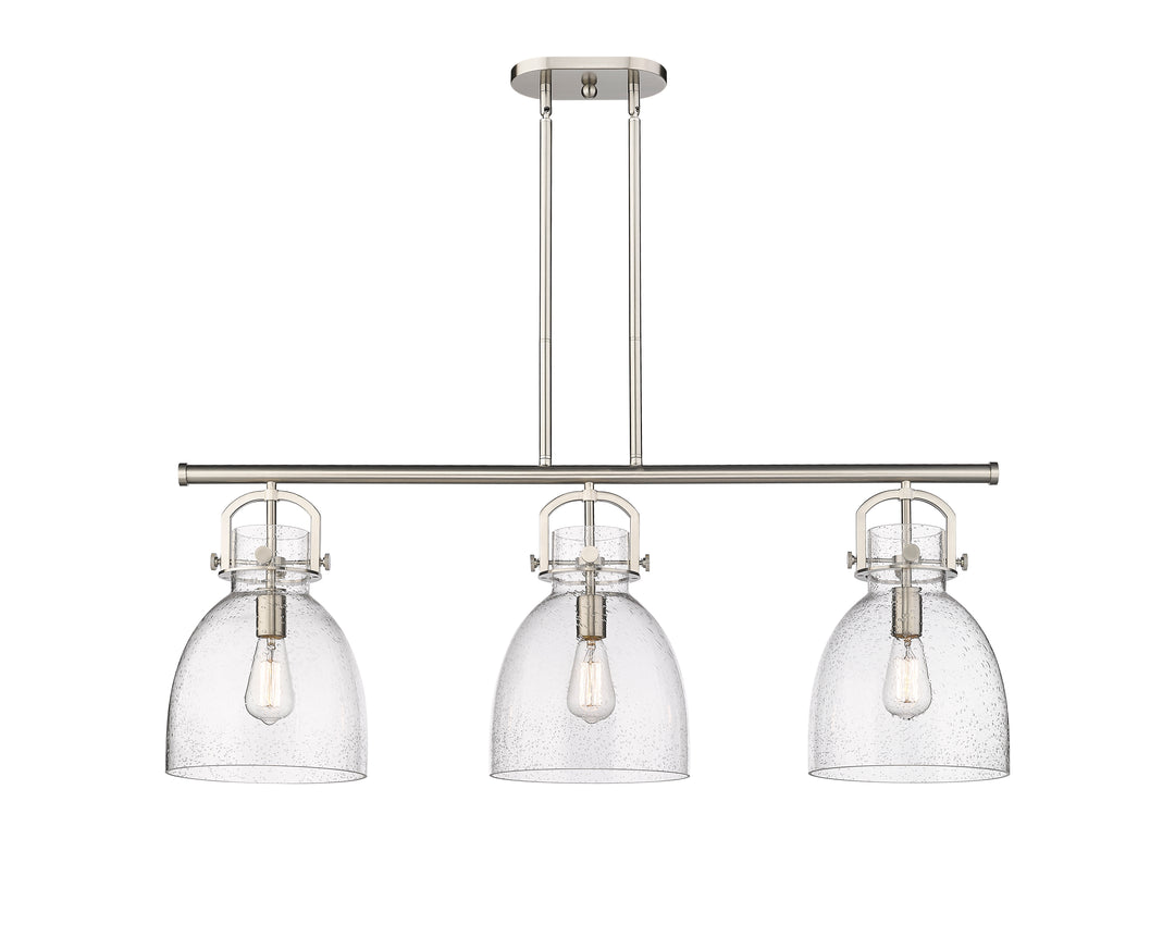 Innovations Lighting Newton Bell 7" Island Light - Satin Nickel Linear Chandeliers Innovations Lighting   