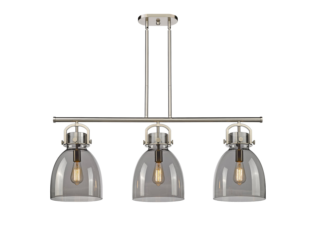 Innovations Lighting Newton Bell 7" Island Light - Satin Nickel Linear Chandeliers Innovations Lighting   