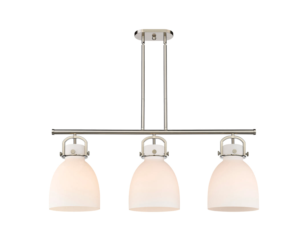 Innovations Lighting Newton Bell 7" Island Light - Satin Nickel Linear Chandeliers Innovations Lighting   