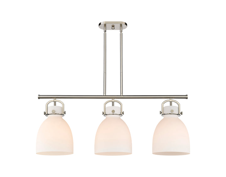 Innovations Lighting Newton Bell 7" Island Light - Satin Nickel Linear Chandeliers Innovations Lighting   