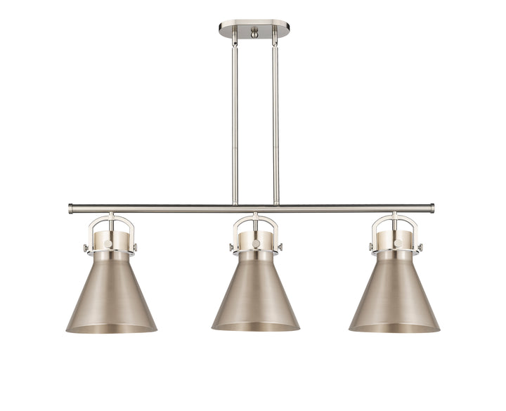 Innovations Lighting Newton Cone 10" Island Light - Satin Nickel Linear Chandeliers Innovations Lighting   